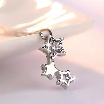 925 стерлингового серебра ослепительная кубический цирконий звезда кулон ожерелье для женщин чокер свадебные украшения S-N456