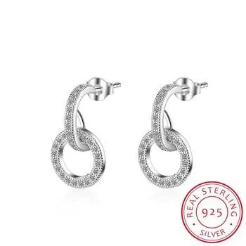 925 стерлингового серебра ослепительные Cz микро цирконий круглые серьги для женщин серебряные серьги 925 Oorbellen S -E562