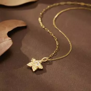 925 стерлингового серебра пентаграмма ожерелье женское старинный молот узор метеорит звезда кулон желтое золото ключица цепочка подарок 925 silver