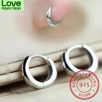 925 стерлингового серебра петли круги широкие маленькие Huggies серьги-кольца для женщин девушек мужчин ювелирные изделия антиаллергенные Aros Aretes серьги