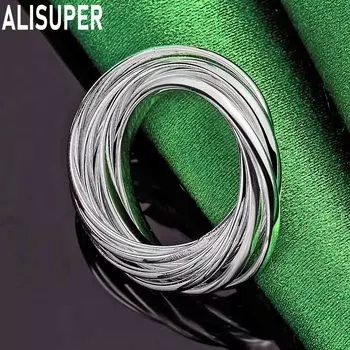 925 стерлингового серебра пять кругов катушки мода шарм изысканное кольцо ювелирные изделия 7#