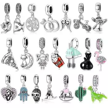 925 стерлингового серебра пустынный кактус сверкающий зеленый фианит шармы для изготовления ювелирных изделий подвески подходят оригинальные браслеты с подвесками