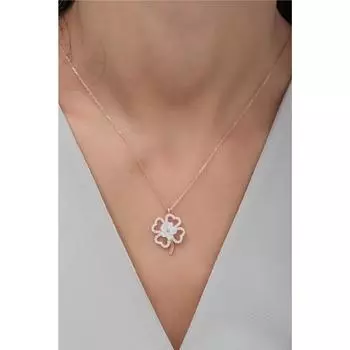 925 стерлингового серебра Rose Clover Model Magnolia Flower Ожерелье