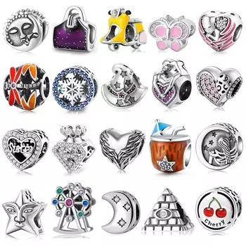 925 стерлингового серебра шарм розовые фианиты бусины ювелирные изделия изготовление оригинальные европейские шармы браслеты