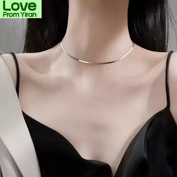 925 стерлингового серебра сияющая ключичная цепочка ожерелье для женщин вечерние чокеры ожерелье ювелирные изделия оптом S -N632 length 37cm add 8cm