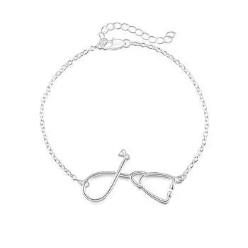 925 стерлингового серебра стетоскоп кулон браслет модные украшения свадебные украшения 20CM