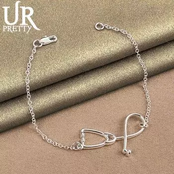 925 стерлингового серебра стетоскоп кулон браслет модные свадебные украшения 20CM