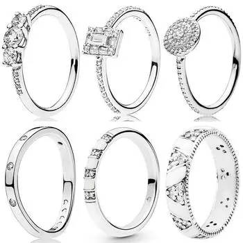 925 стерлингового серебра сверкающее элегантное кольцо мода дамы кольцо своими руками ювелирные изделия 5