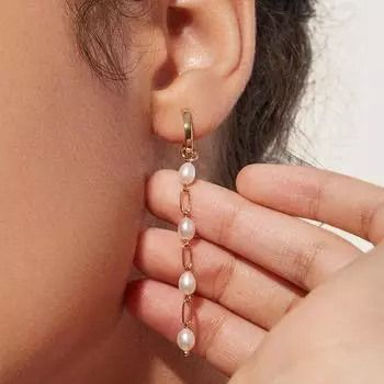 925 стерлингового серебра тренд жемчуг длинная цепочка серьги женские двойные круглые жемчужные серьги элегантные свадебные украшения для вечеринки