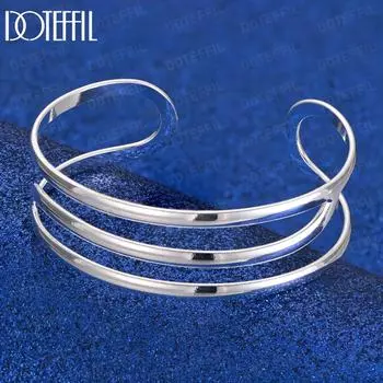 925 стерлингового серебра три провода браслет модные свадебные украшения 65MM