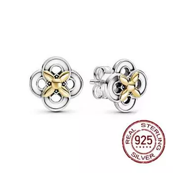 925 стерлингового серебра Весна Новая серия сверкающие кольцевидные лепестки роз женские модные женские серьги Brincos S925 ювелирные изделия