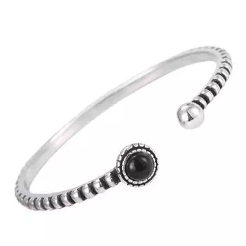 925 стерлингового серебра Винтаж черный круглый браслет с подвесками и браслет для женщин вечеринка элегантный хип-хоп ювелирные изделия подарок