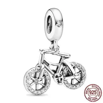 925 стерлингового серебра велосипед подвеска бусины подходят оригинальные модные браслеты женщины DIY ювелирные изделия