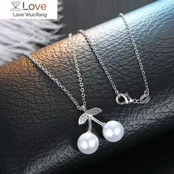 925 стерлингового серебра жемчуг вишневый дизайн кулон ожерелье женские модные ювелирные изделия дропшиппинг акция новое поступление подарок девушке 45cm