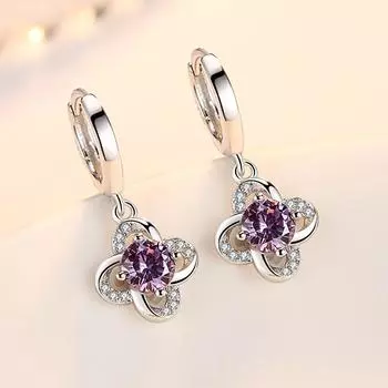 925 стерлингового серебра женские серьги кулон мода вечный цветочный язык высокое качество циркон пара серьги ювелирные изделия подарок