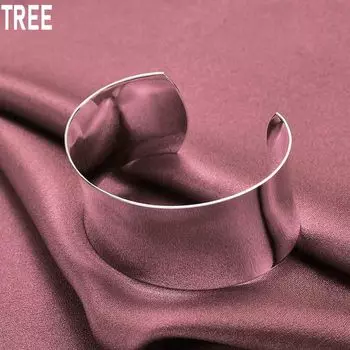 925 стерлингового серебра женский гладкий открытый браслет модные свадебные украшения 65MM