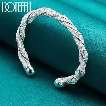 925 стерлингового серебра женский и мужской широкий сетчатый плетеный браслет модные свадебные украшения 50MM