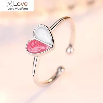 925 стерлингового серебра женское кольцо мода в форме сердца кристалл эпоксидная смола регулируемые кольца указательный палец ювелирные изделия подарок на годовщину