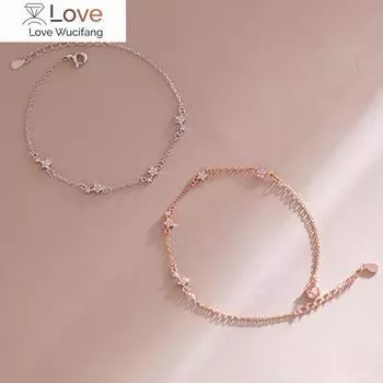 925 стерлингового серебра звезда браслет для женщин изящный паве циркон звено цепи браслет подарок новый оптовая продажа