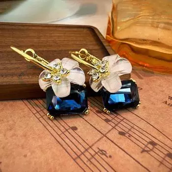 925 Темперамент Камелия Кристалл Серьги Цветущая вишня Серьги Красные лепестки Женственные серьги