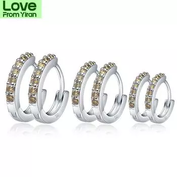 Серьги из стерлингового серебра 925 пробы, 3 размера, коричневые циркониевые, круглые, для женщин, изготовление ювелирных изделий, подарок на свадьбу, вечеринку, помолвку E027