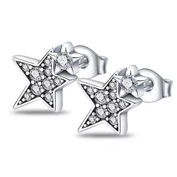 925Sterling Silver Shiny Weighing Star Stud for women Earrings Original 925 Silver Brand Jewelry