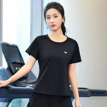 9295 Summer Thin Yoga Clothes Women Western Style Mesh Breathable Quick-Drying Clothing Top Slimming Loose Sweatshirt Women Black XL