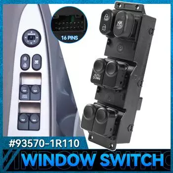 93570-1R111 935701R111 Автомобильный главный выключатель стеклоподъемника двери Кнопка управления автоматическим опусканием для Hyundai Accent 2011 2012 2013 2014 2015 2016 2017 чёрный