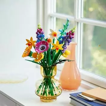 939 шт. Искусственные цветы Строительный блок Букет полевых цветов 10313 Креативный домашний стол Растение Украшение Сборные кирпичи Игрушка в подарок