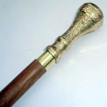93,98 см латунная дизайнерская ручка с коричневой поворотной деревянной тростью-тростью