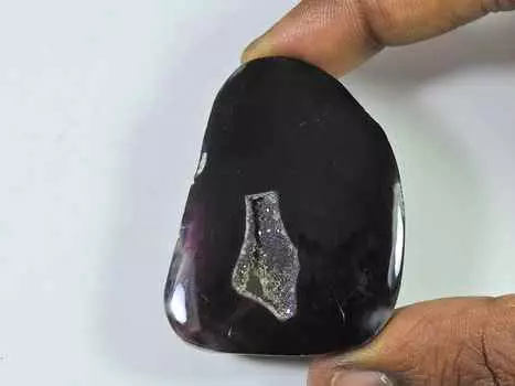 93Cts. Окрашенный черный друзовый агат фантазийный кристалл кабошон россыпью драгоценный камень 36X50MM SK-2258