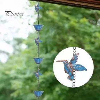 94,5-дюймовая подвесная дождевая цепочка-колибри, улавливатель дождя, декоративная цепочка для замены водосточной трубы для желобов патио и двора синий