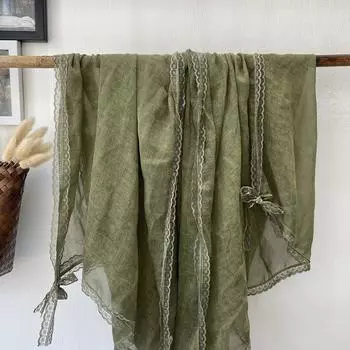 95*195 см легкий летний шарф легкая шаль накидка льняные шарфы для женщин солнцезащитный платок 95*195cm армия зеленый