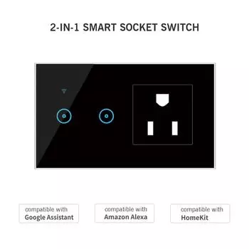 95-250 В Wi-Fi умная настенная розетка с 1-клавишным сенсорным выключателем света Smart Life APP дистанционное голосовое сенсорное управление для Alexa Google Home