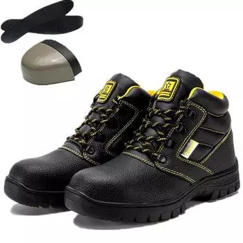 -95 Holfredterse Boots For Mens High Top Work Steel Toe Shoes Cow Leather Anti-Smash Comfortable Protection Shoes 44