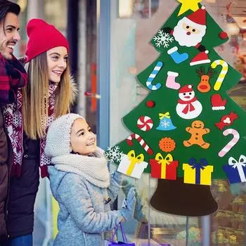 95cm Felt Christmas Tree DIY Door Wall Hanging Ornaments for Kids Xmas Gift Christmas Tree For Shop Windows 2024 Decoration