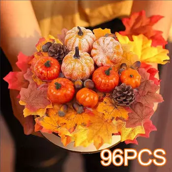 96 шт. искусственные тыквы из пенопласта с декоративными кленовыми листьями