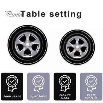 96 шт., посуда для гоночной тематики, вечерние тарелки с гоночным автомобилем, салфетки, вилки, набор столовой посуды для детей, декор для детского душа на день рождения 1 Set