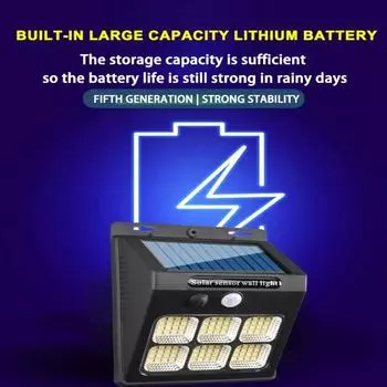 96 светодиодных солнечных ламп, настенный светильник на солнечной батарее, датчик человеческого тела, 3 режима, водонепроницаемый, садовый декор, уличный светильник, работающий от солнечного света