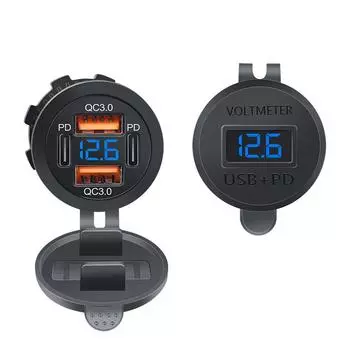 96 Вт PD3.0 + QC3.0 4-портовое быстрое автомобильное зарядное устройство со светодиодным дисплеем - iPhone Samsung Huawei совместимо с водонепроницаемым корпусом 4Port Charger, 1PC оранжевый