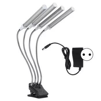 96 Вт светодиодная лампа для выращивания растений с ЖК-дисплеем, 4 головки, 360 градусов, регулируемая серебристая лампа для выращивания растений в теплице