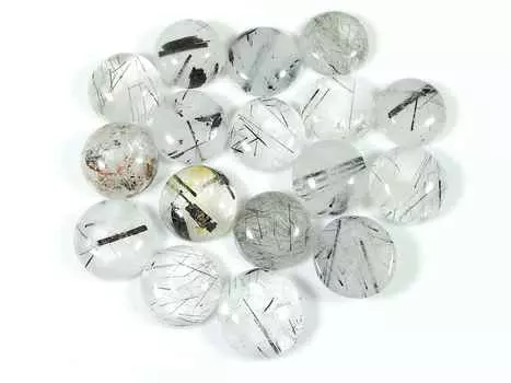 96Cts. Натуральный черный рутиловый кварц кабошон россыпью драгоценный камень 17 шт. лот 12X12MM RQ-1502