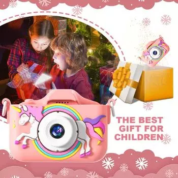 96MP Children Camera Dual Lens 1080P HD Toddler Camera with Silicone Case Kids Camera Toys Selfie Camera for Boys Girls Age 7-12 розовый