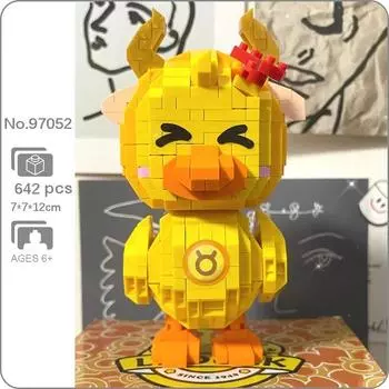 97052 Зодиак, Телец, утка, животное, Созвездие, кукла для домашних животных, 3D модель, мини-бриллиантовые блоки, кирпичи, строительная игрушка для детей, без коробки