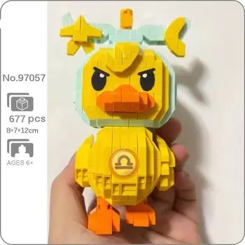 97057 Зодиак Весы Утка Животное Созвездие Pet Кукла Модель DIY Мини Алмазные Блоки Кирпичи Строительная Игрушка для Детей без Коробки