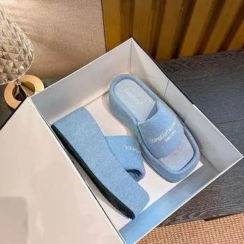 976050 пар толстоподошвенных шлепанцев с перемычкой и стразами для женской уличной обуви 35 синий