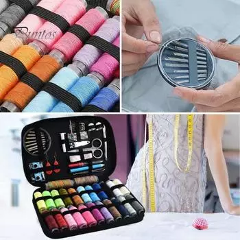 97 шт./компл. Портативный швейный набор с чехлом, цветными нитками, иглой, портновскими ножницами, рулеткой, профессиональным новичком, для дома, путешествий, экстренного шитья чёрный