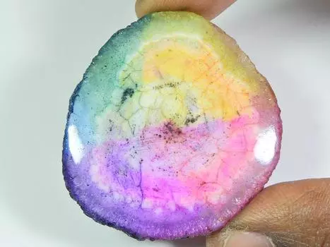 97Cts. Dyed Solar Druzy Agate Multi Colour Fancy Cabochon Loose Gemstone ET-30