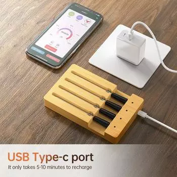 98-футовый беспроводной термометр для мяса BT Smart APP Control 4 зонда Термометр для мяса для гриля и коричневый