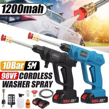 98VF Беспроводная мойка для автомобилей с распылителем, водяной пистолет, машина для мойки автомобилей для Makita, 18 В, высокое давление с аккумулятором 1200 мАч black чёрный